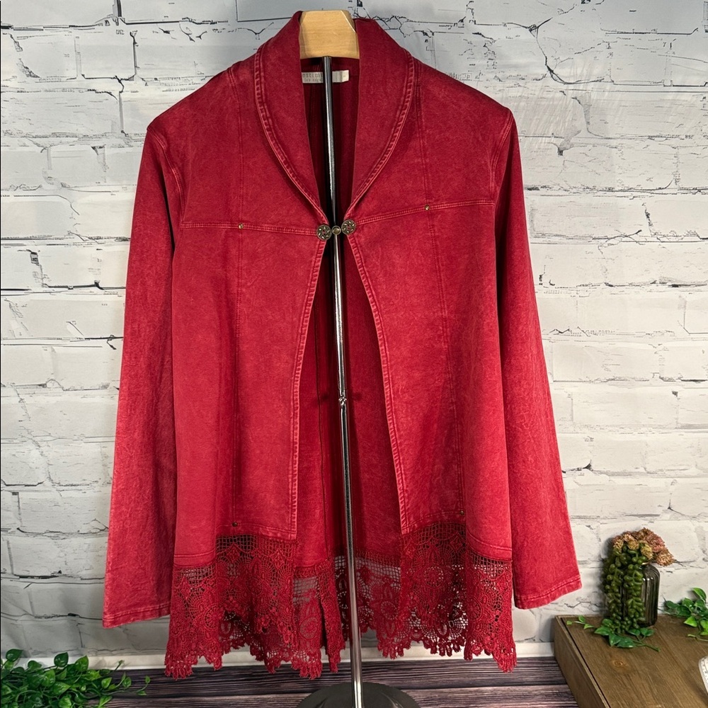 TESTIMONY‎ Los Angeles French Terry Reba Victorian Lace Trim Jacket S